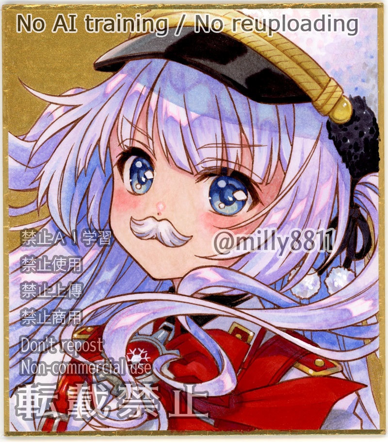 同人手描きイラスト原画（ミニ色紙）『ブルーアーカイブ』(ブルアカ)　連河チェリノ blue archive