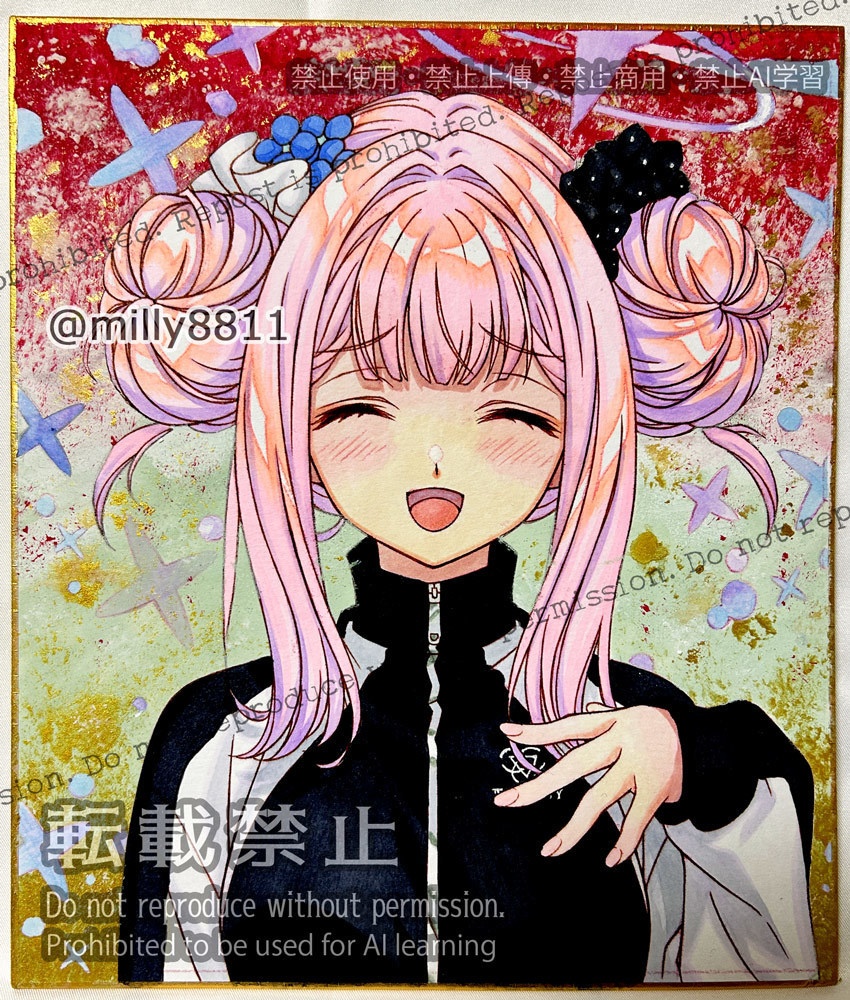 【難有り】同人手描きイラスト原画(中色紙)『ブルーアーカイブ』(ブルアカ) 聖園ミカB(体操着) blue archive