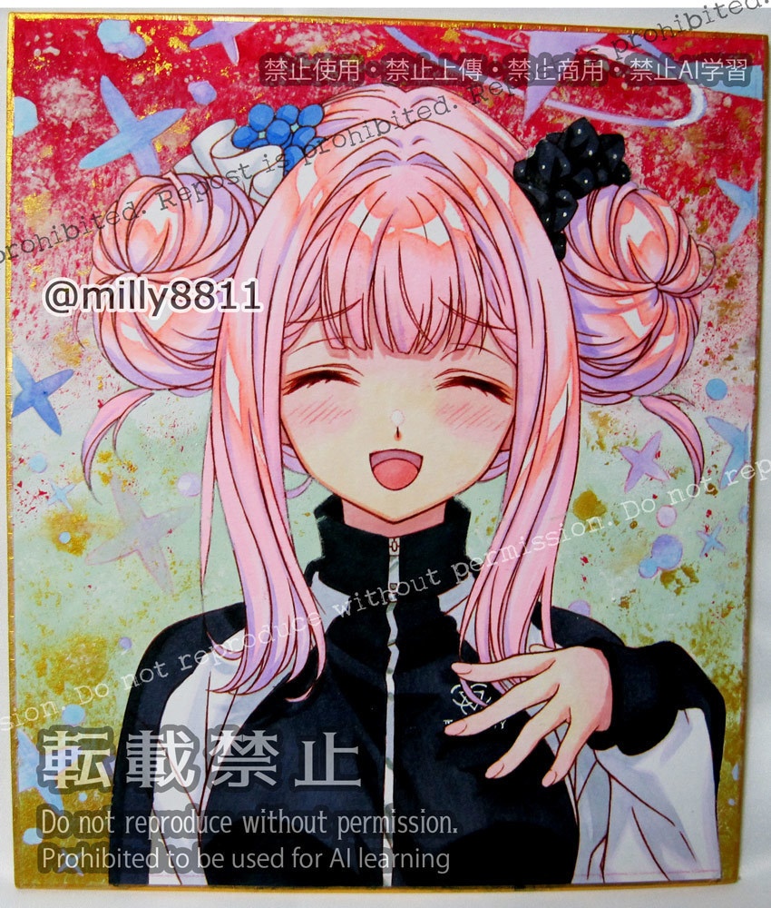 【難有り】同人手描きイラスト原画(中色紙)『ブルーアーカイブ』(ブルアカ) 聖園ミカB(体操着) blue archive