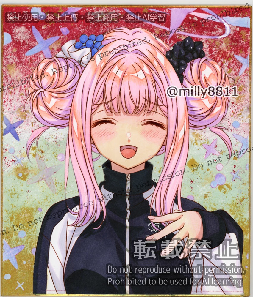 【難有り】同人手描きイラスト原画(中色紙)『ブルーアーカイブ』(ブルアカ) 聖園ミカB(体操着) blue archive