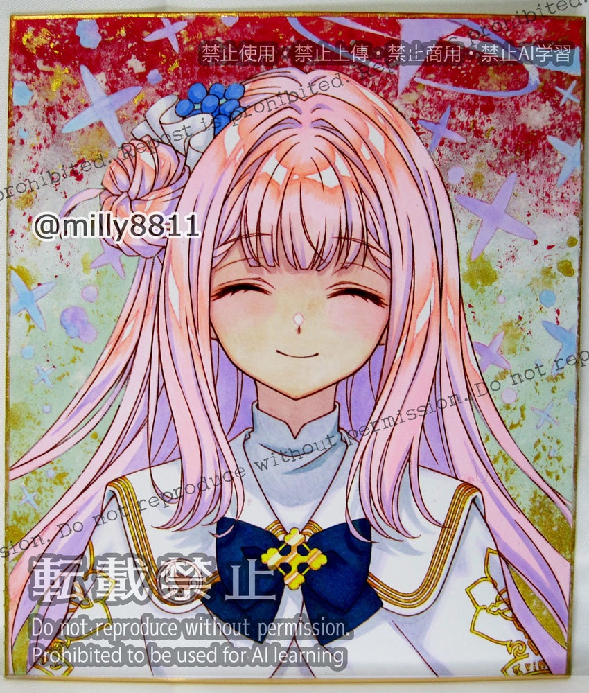 【 難有り】同人手描きイラスト原画(中色紙)『ブルーアーカイブ』(ブルアカ) 聖園ミカA(デフォルト) blue archive