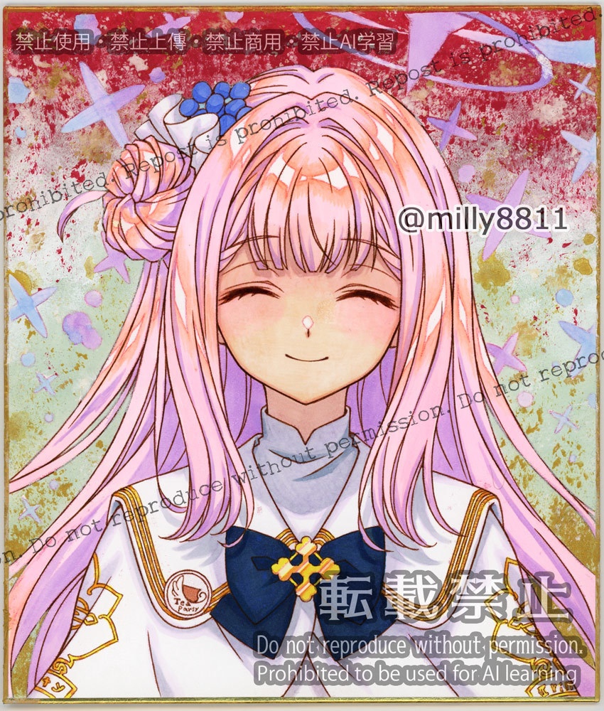 【 難有り】同人手描きイラスト原画（中色紙）『ブルーアーカイブ』(ブルアカ)　聖園ミカA（デフォルト） blue archive