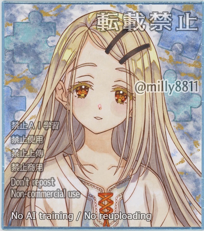 同人手描きイラスト原画(ミニ色紙)『学園アイドルマスター』(学マス)篠澤 広