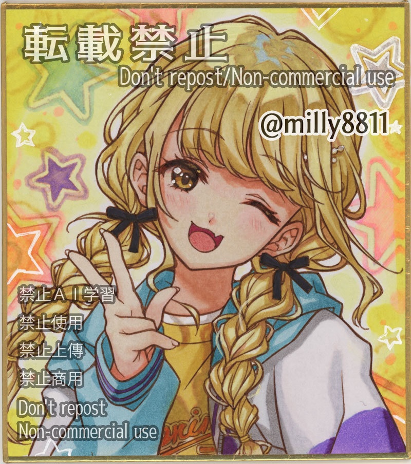 【難有り】同人手描きイラスト原画ミニ色紙『学園アイドルマスター』(学マス)　藤田ことね
