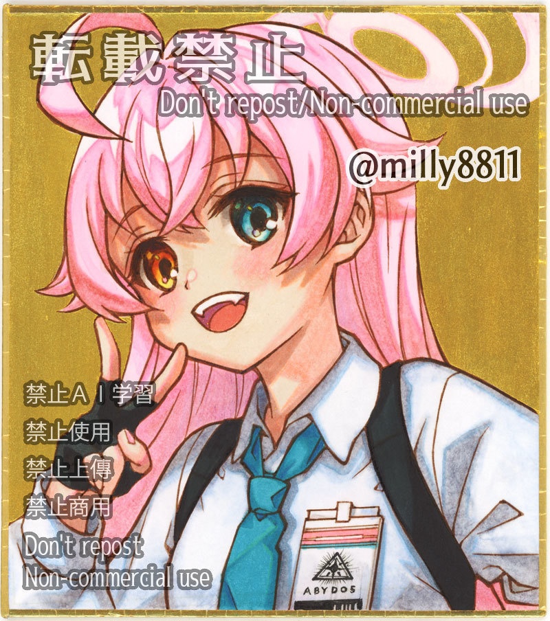 【難有り】同人手描きイラスト原画（ミニ色紙）『ブルーアーカイブ』(ブルアカ)　小鳥遊ホシノ blue archive