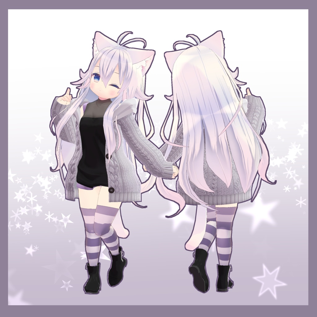 【スキニング済み衣装】けだるげニットパーカー