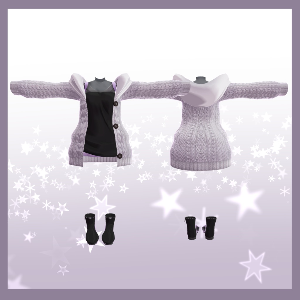 【スキニング済み衣装】けだるげニットパーカー