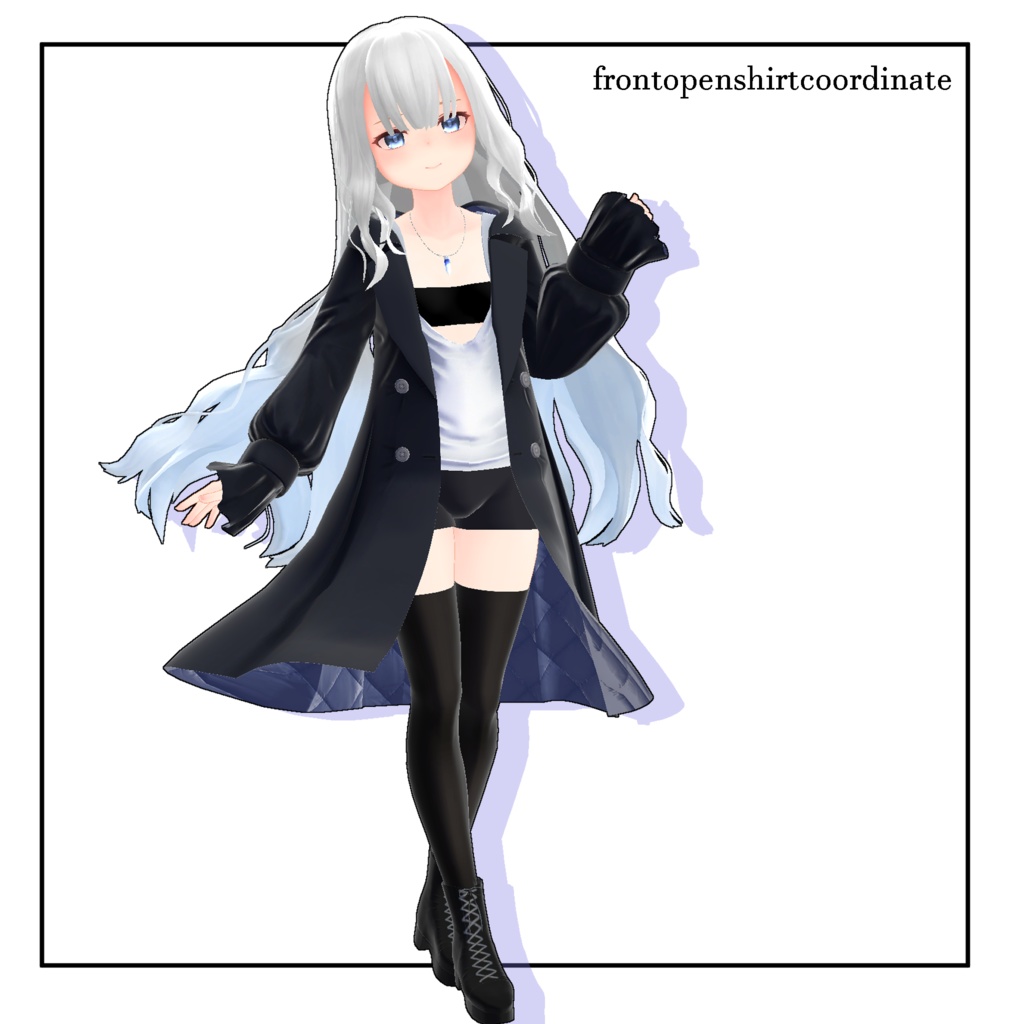 【スキニング済衣装】フロントオープンシャツコーデ