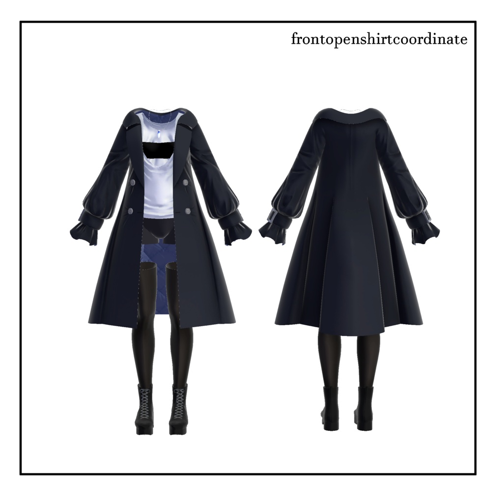 【スキニング済衣装】フロントオープンシャツコーデ