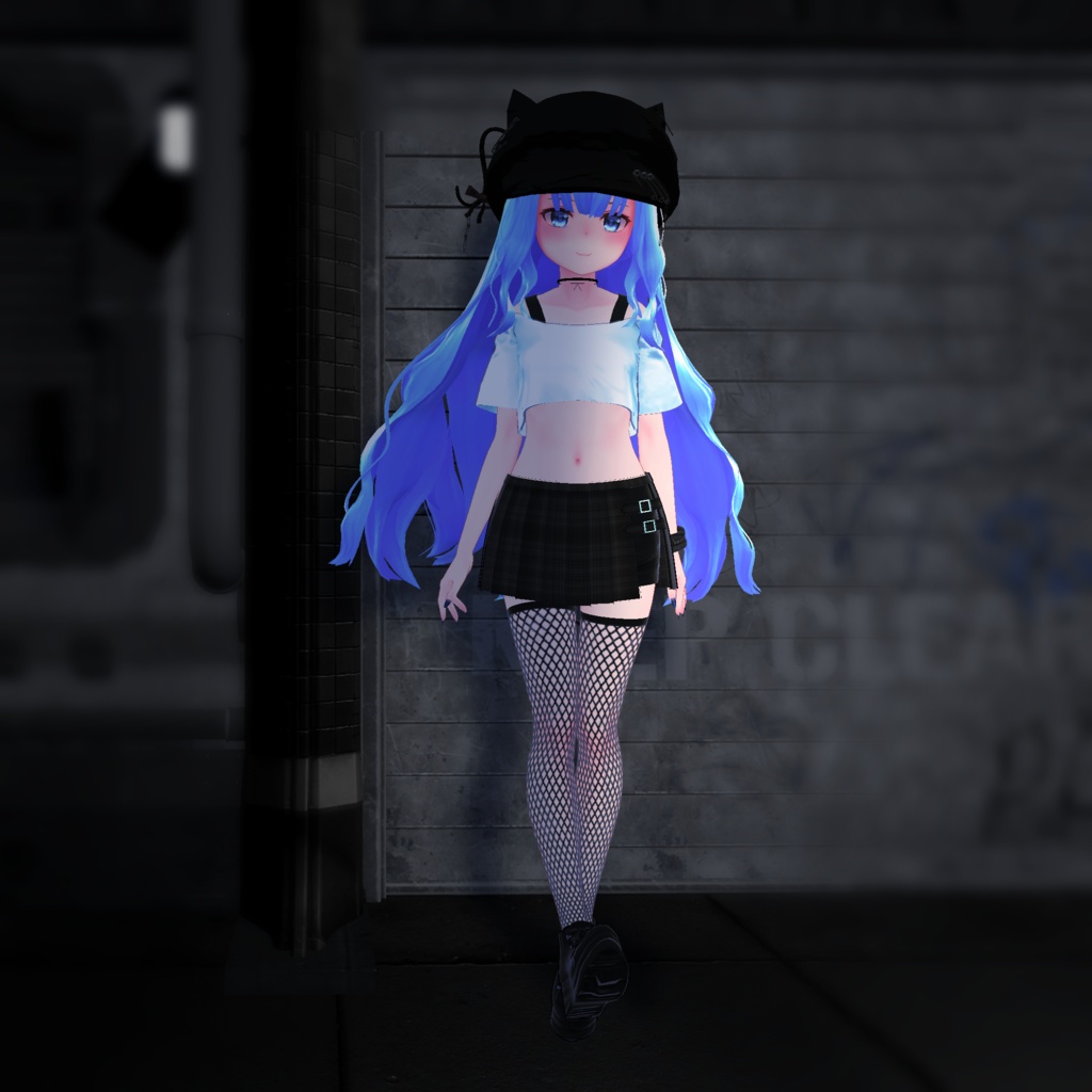 【スキニング済衣装】Tシャツパンクコーデ