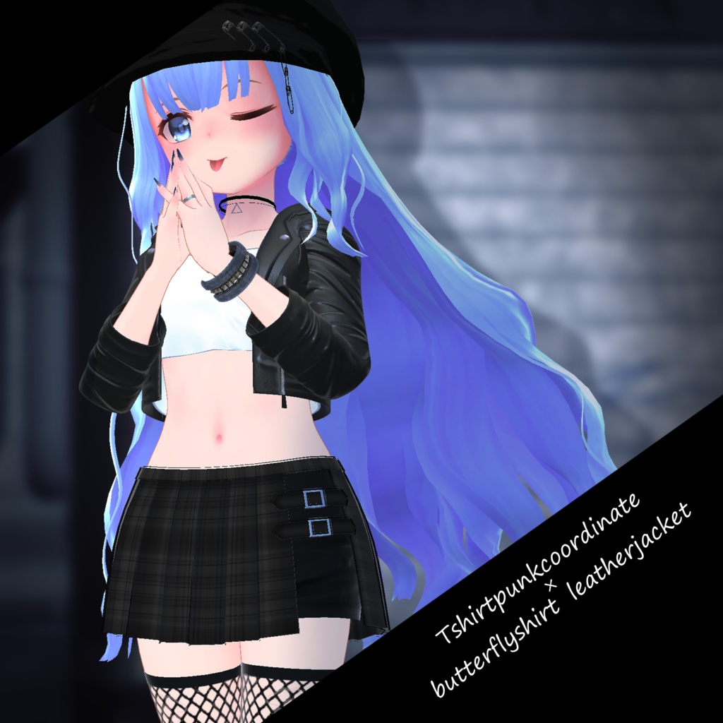 【スキニング済衣装】Tシャツパンクコーデ