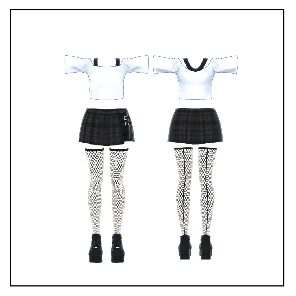 【スキニング済衣装】Tシャツパンクコーデ