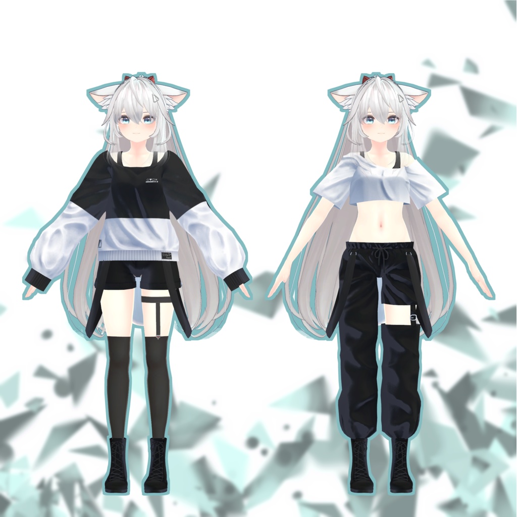 【スキニング済み衣装】バイカラーコーデ