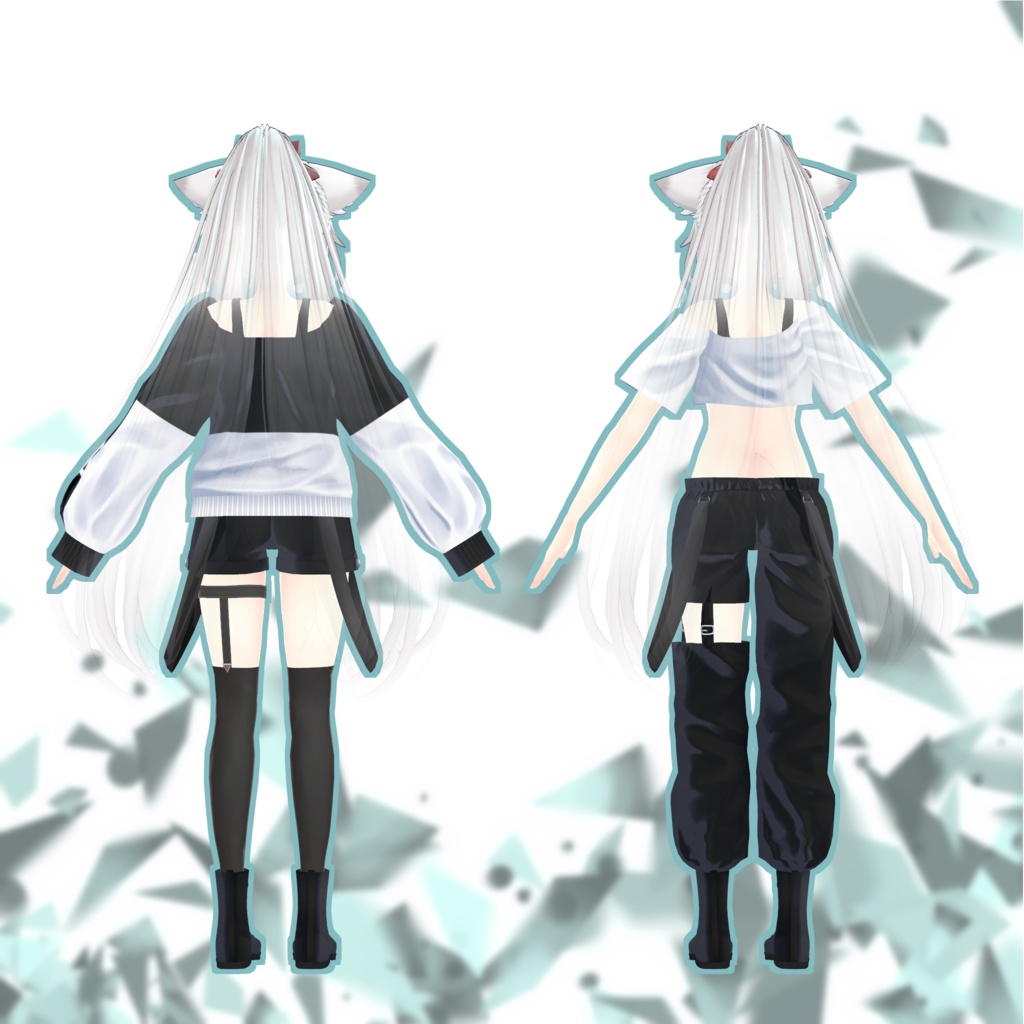 【スキニング済み衣装】バイカラーコーデ