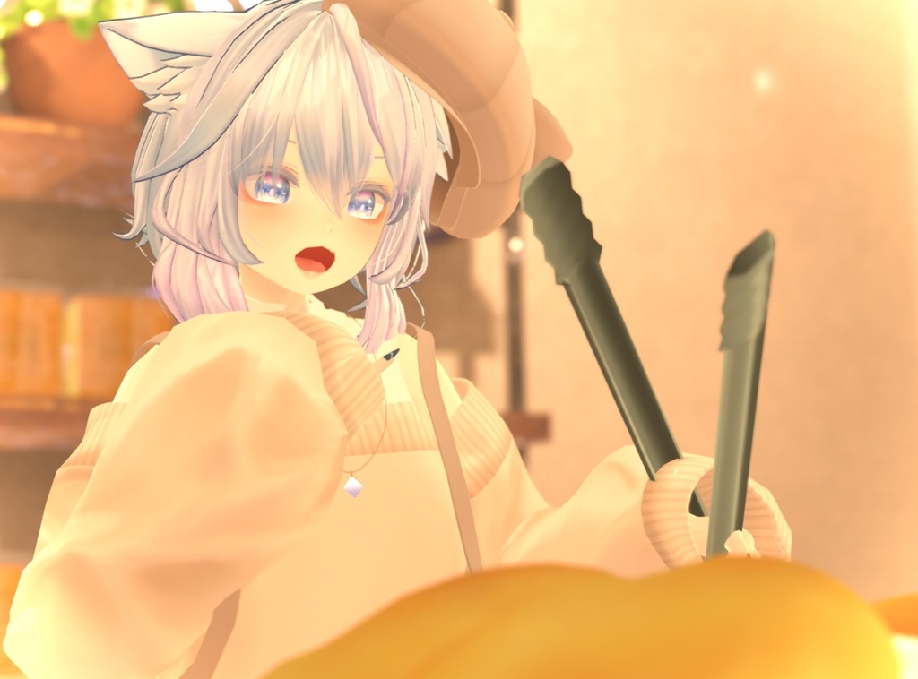 【スキニング済み衣装】バックリボンニットコーデ