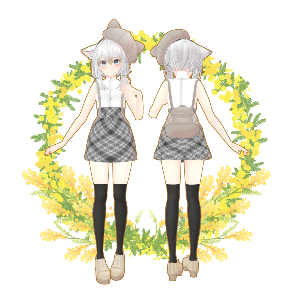 【スキニング済み衣装】バックリボンニットコーデ