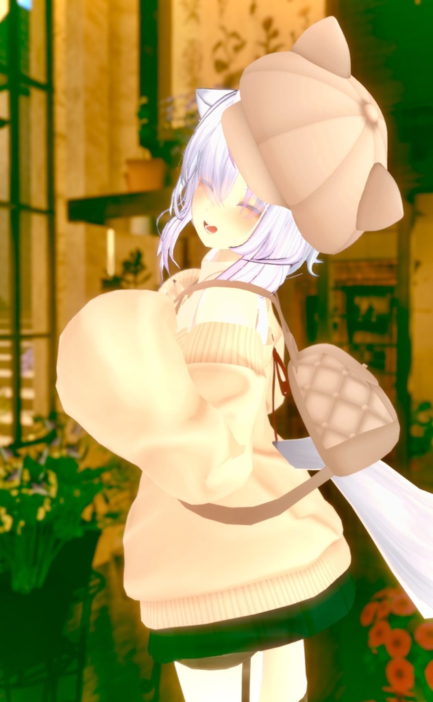 【スキニング済み衣装】バックリボンニットコーデ