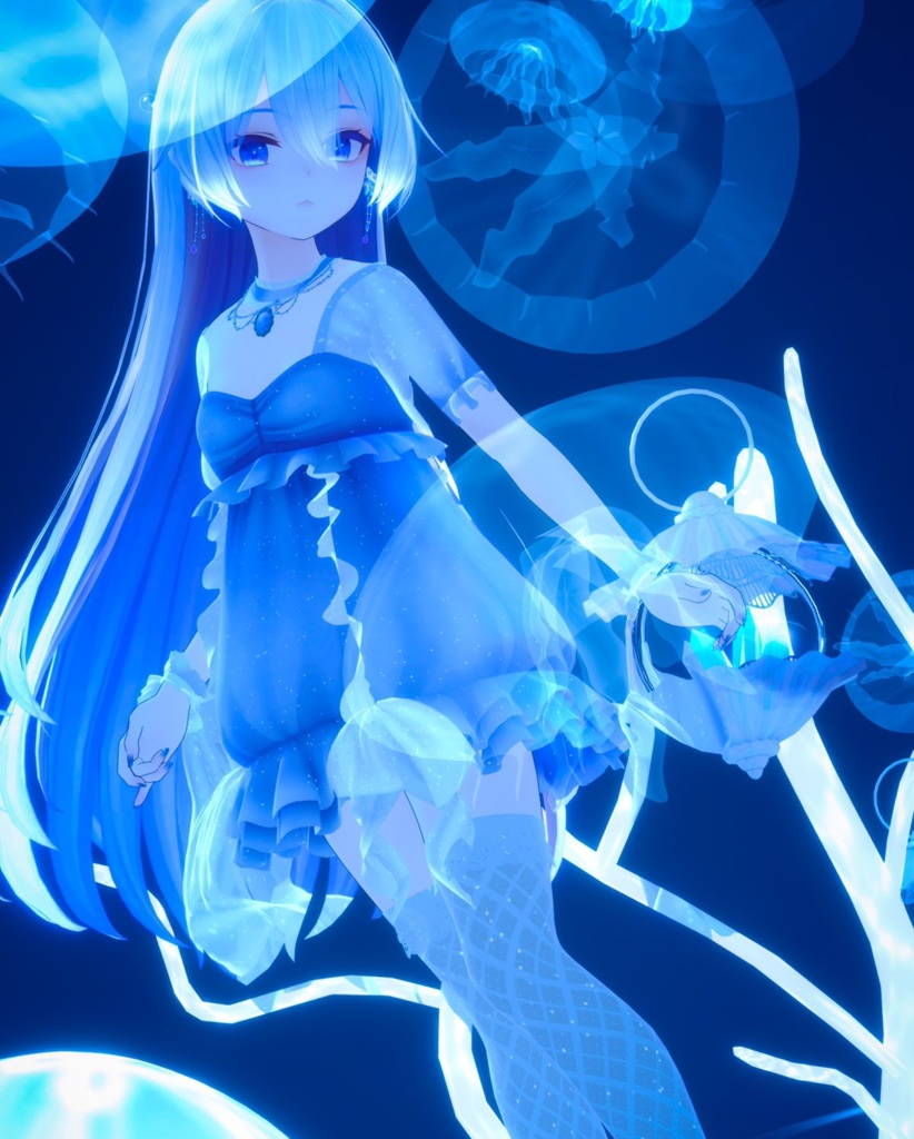 【スキニング済み衣装】くらげドレス