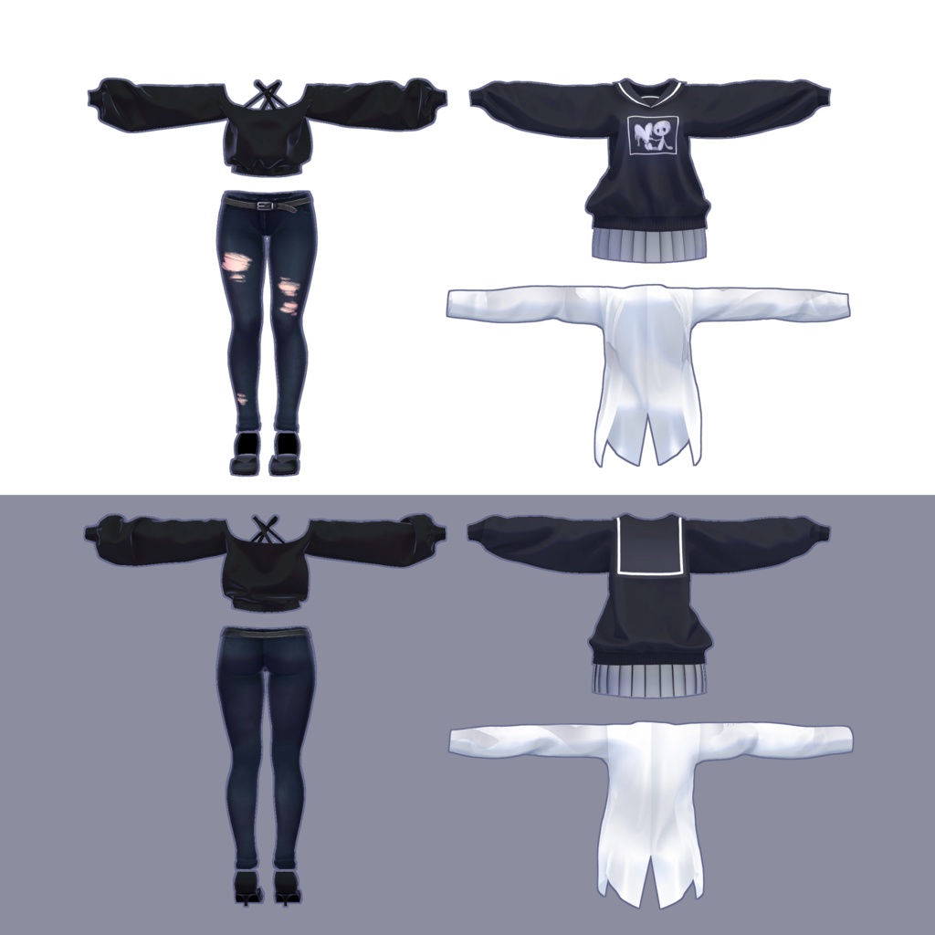 【スキニング済衣装】桔梗ちゃんカジュアル衣装セット