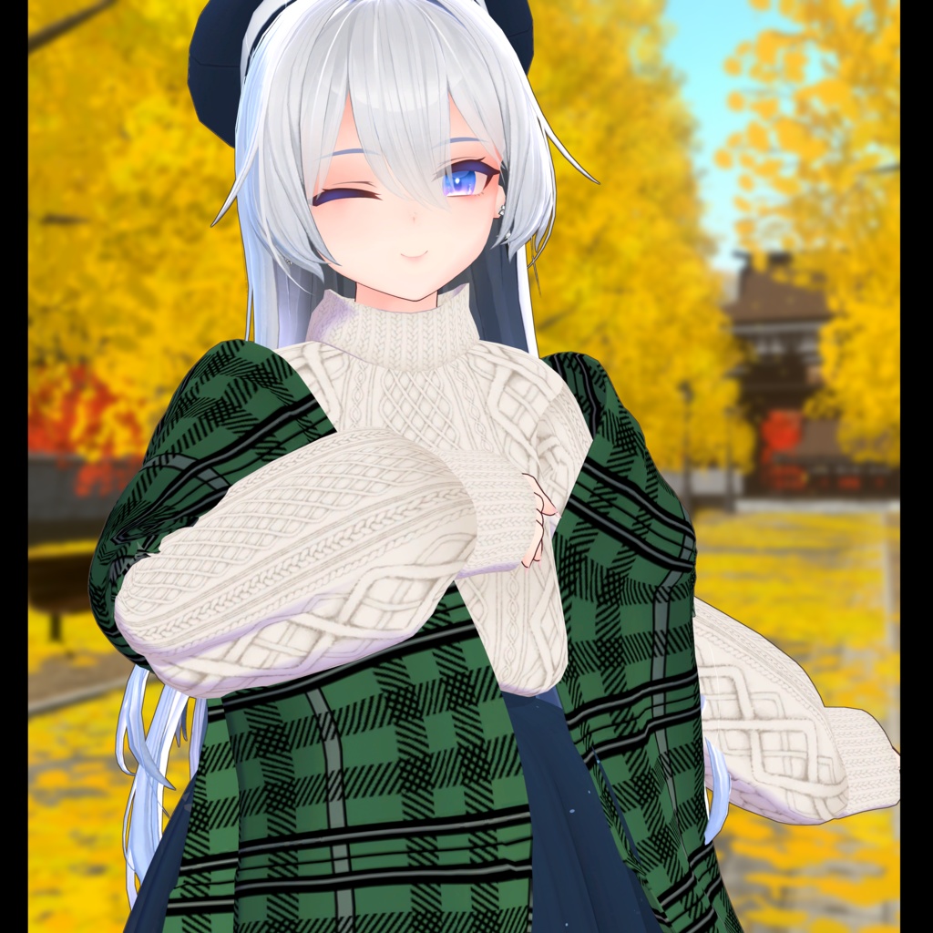 【スキニング済衣装】ニットフレアスカートコーデ