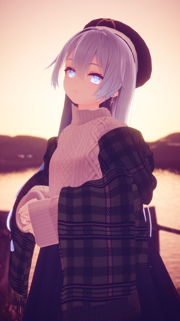 【スキニング済衣装】ニットフレアスカートコーデ