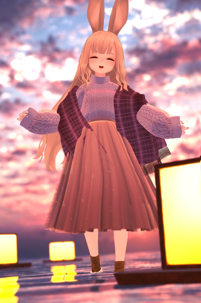 【スキニング済衣装】ニットフレアスカートコーデ