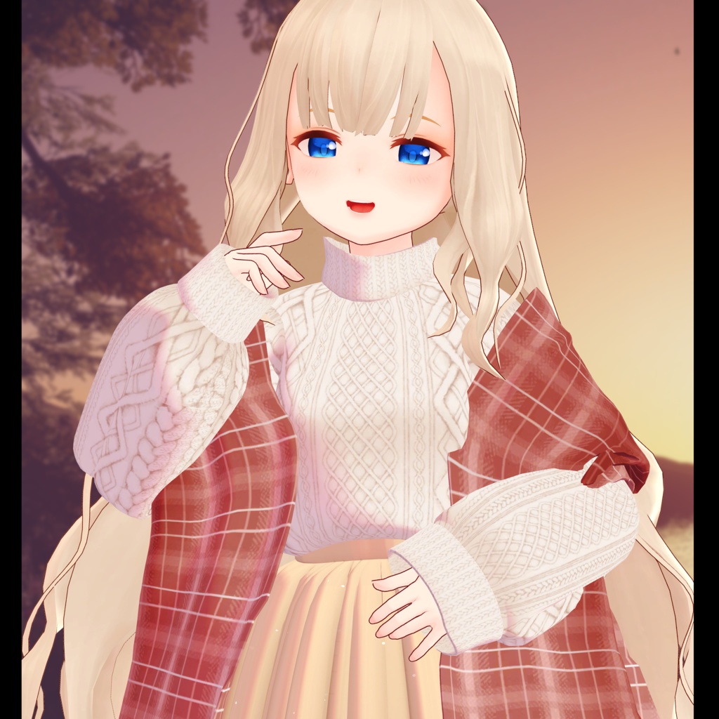 【スキニング済衣装】ニットフレアスカートコーデ