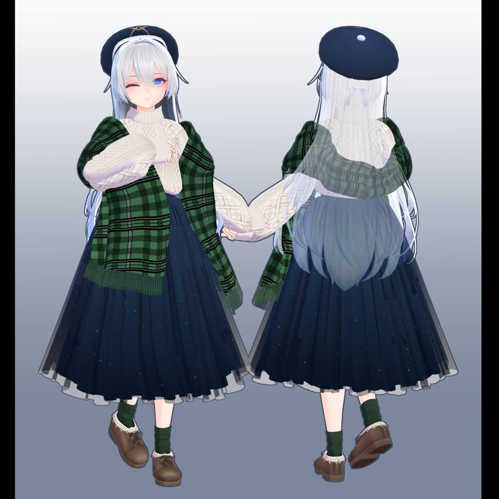 【スキニング済衣装】ニットフレアスカートコーデ