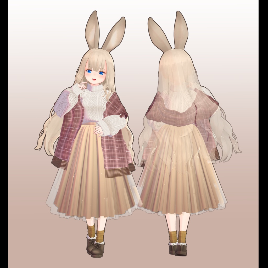 【スキニング済衣装】ニットフレアスカートコーデ