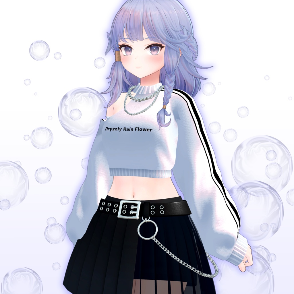 【スキニング済衣装】ワンショルダーパンクコーデ