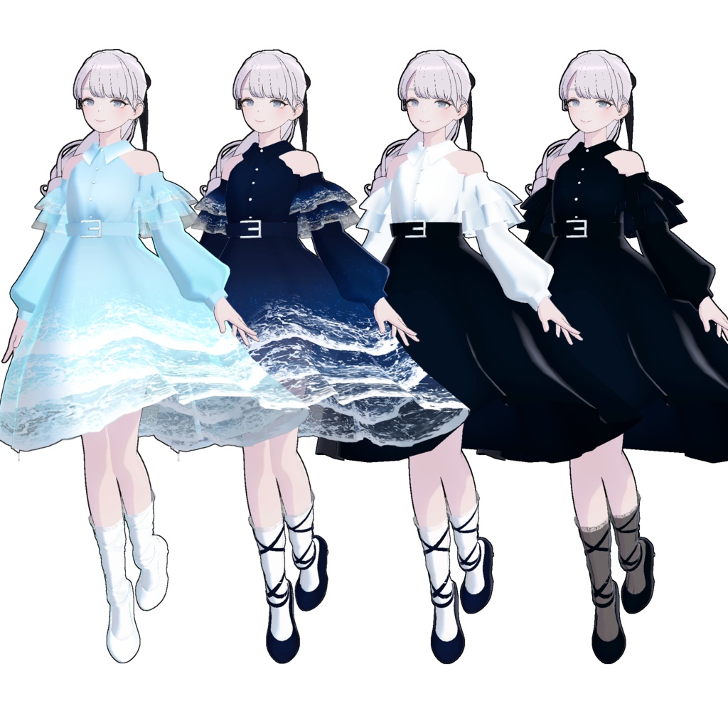 【スキニング済衣装】さざなみワンピース