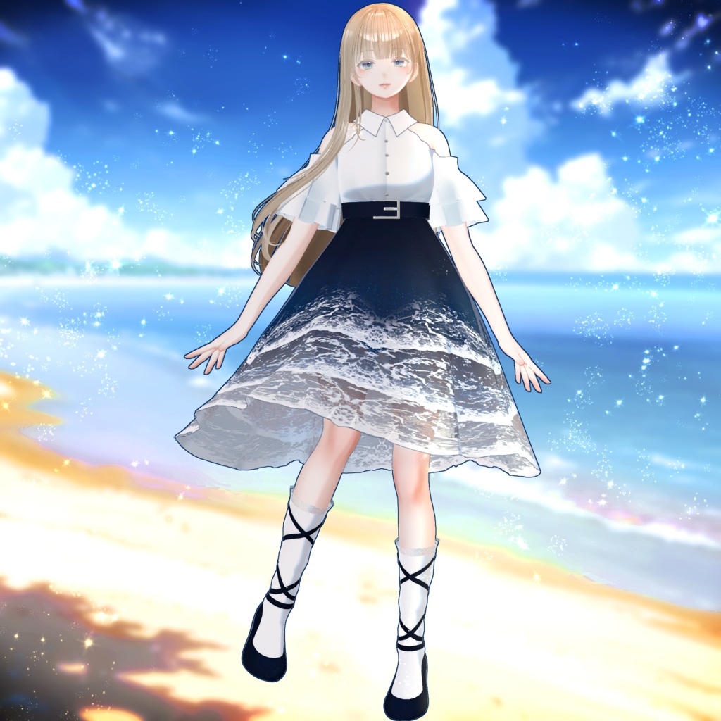 【スキニング済衣装】さざなみワンピース