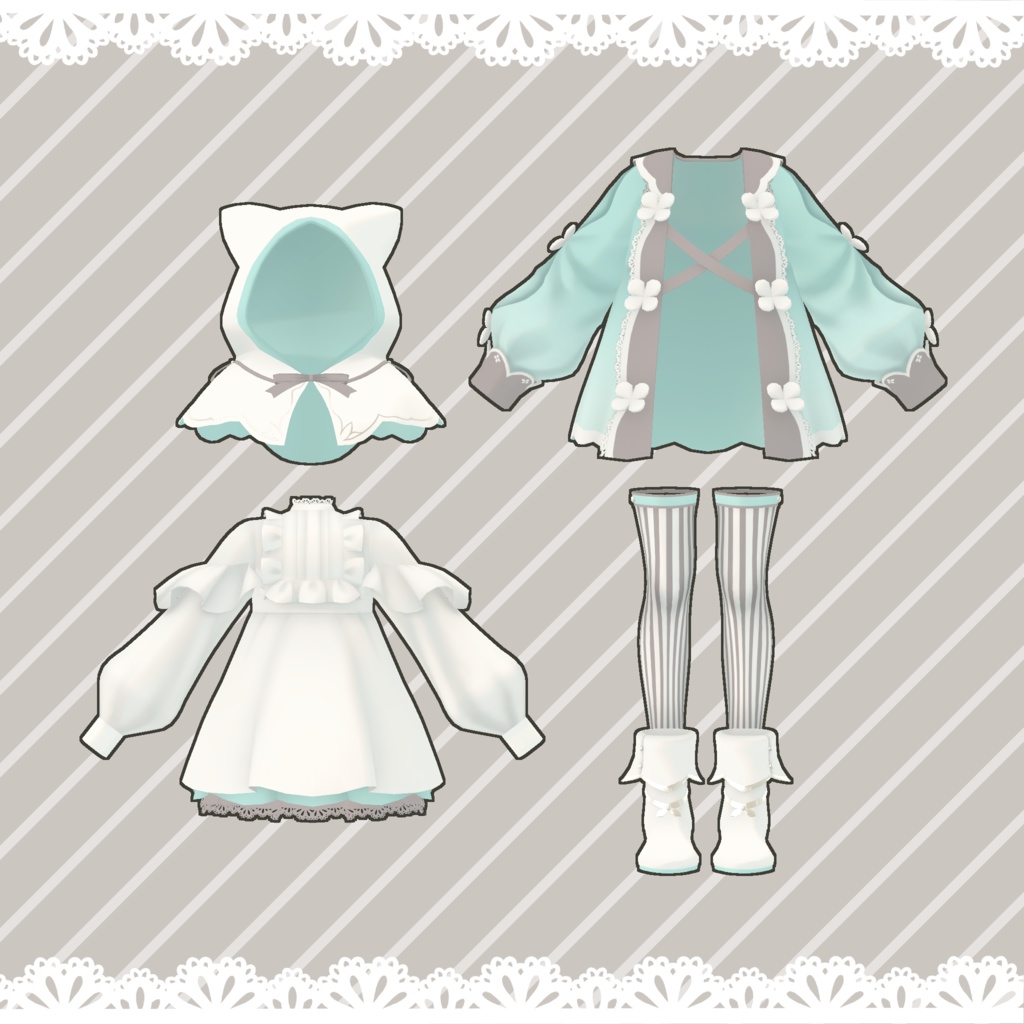 【スキニング済衣装】バレンタインワンピース