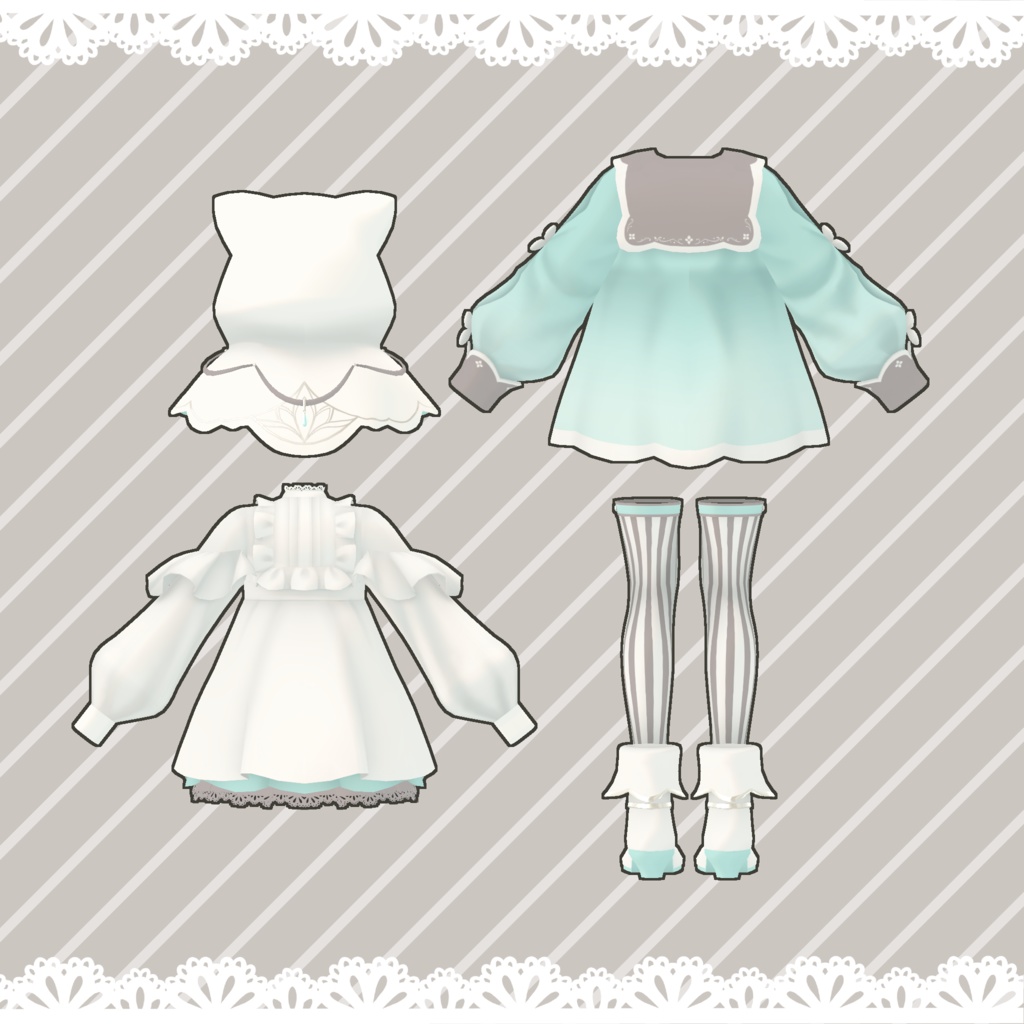 【スキニング済衣装】バレンタインワンピース