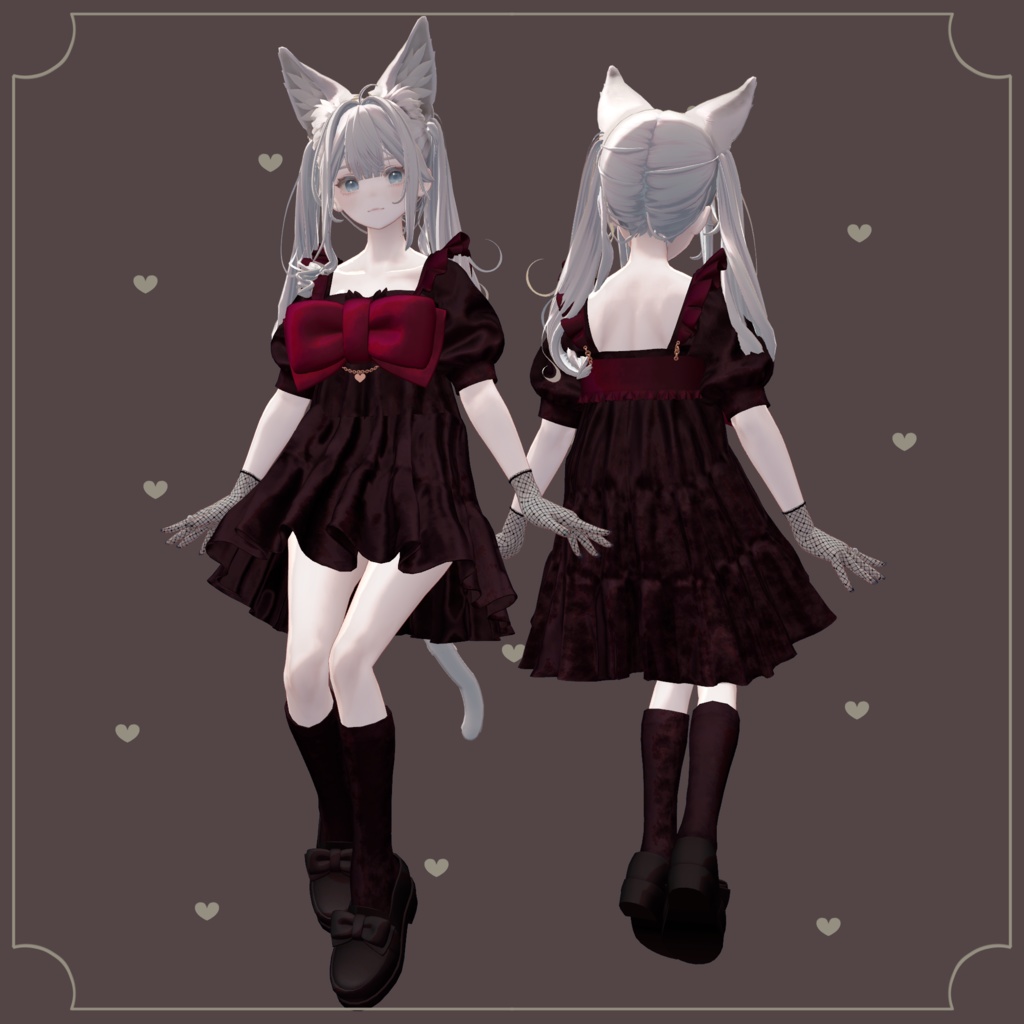 【スキニング済衣装】リボンワンピース