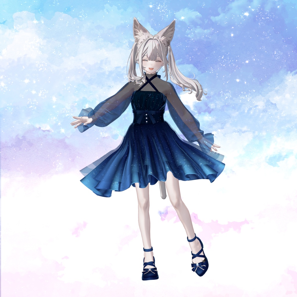 【スキニング済衣装】星空ドレス