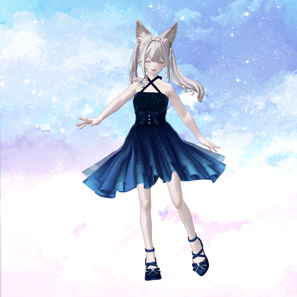 【スキニング済衣装】星空ドレス