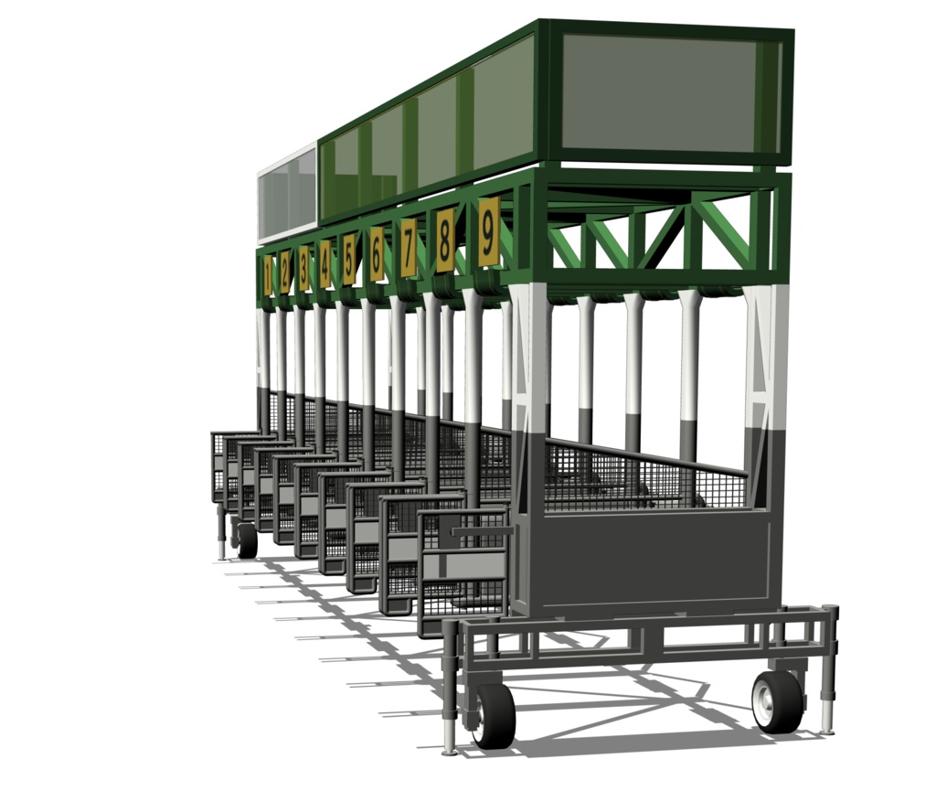 【クリスタ用/cs3o形式】発馬機/発バ機 ※競馬のスターティングゲート【3D素材】