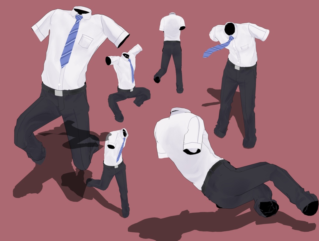 【3D】スラックスとワイシャツ(fbx/cs3c) / ClipStudio利用可