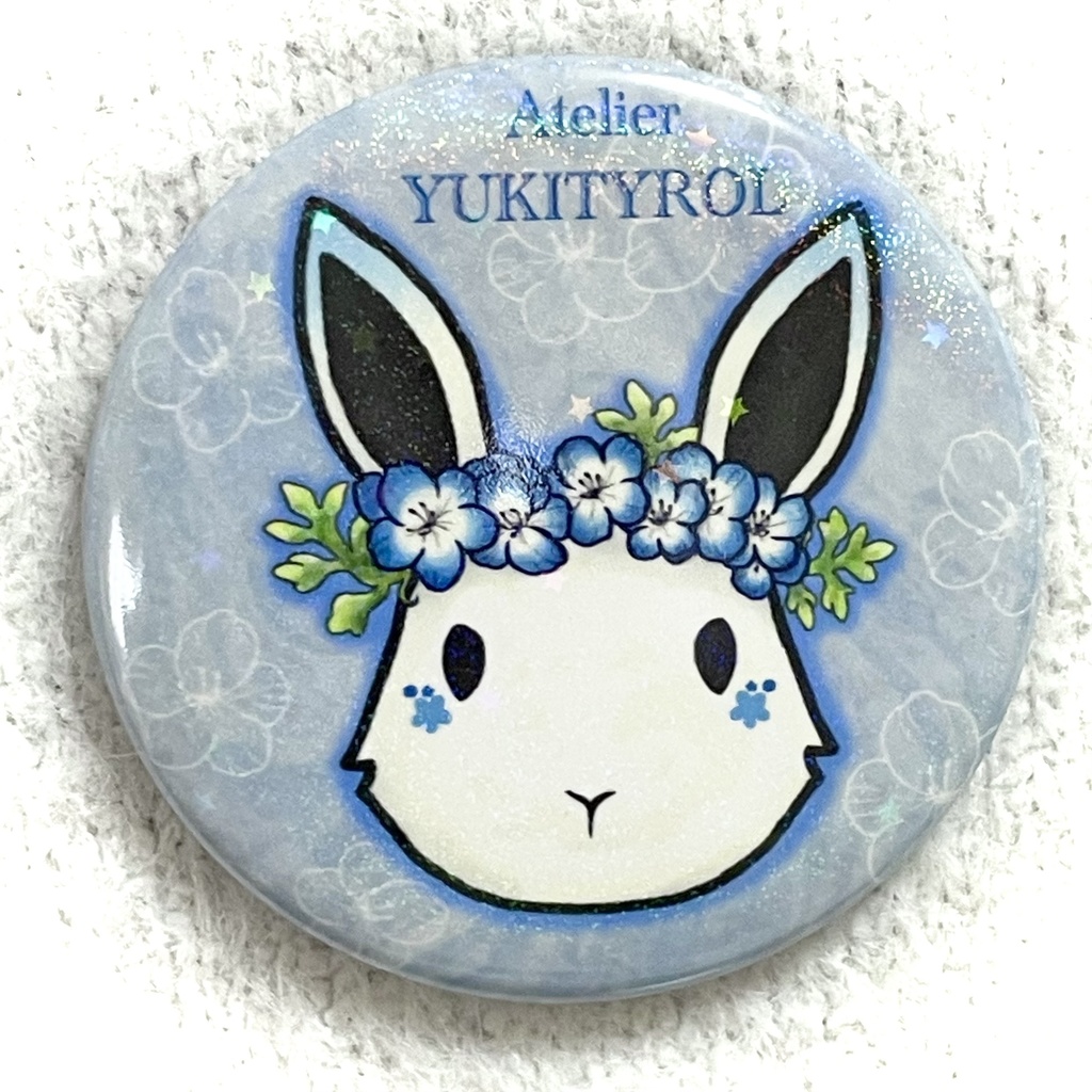 【缶バッジ】ネモフィラうさぎ