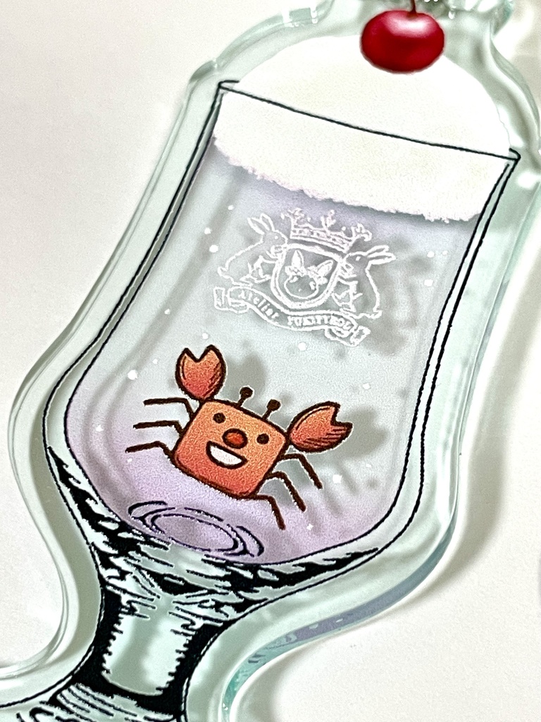 クリームソーダ ガラス風キーホルダー(カニさん)
