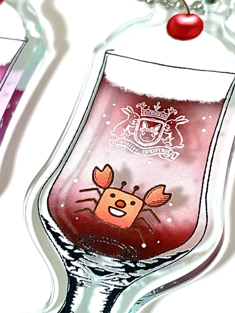 クリームソーダ ガラス風キーホルダー(カニさん)