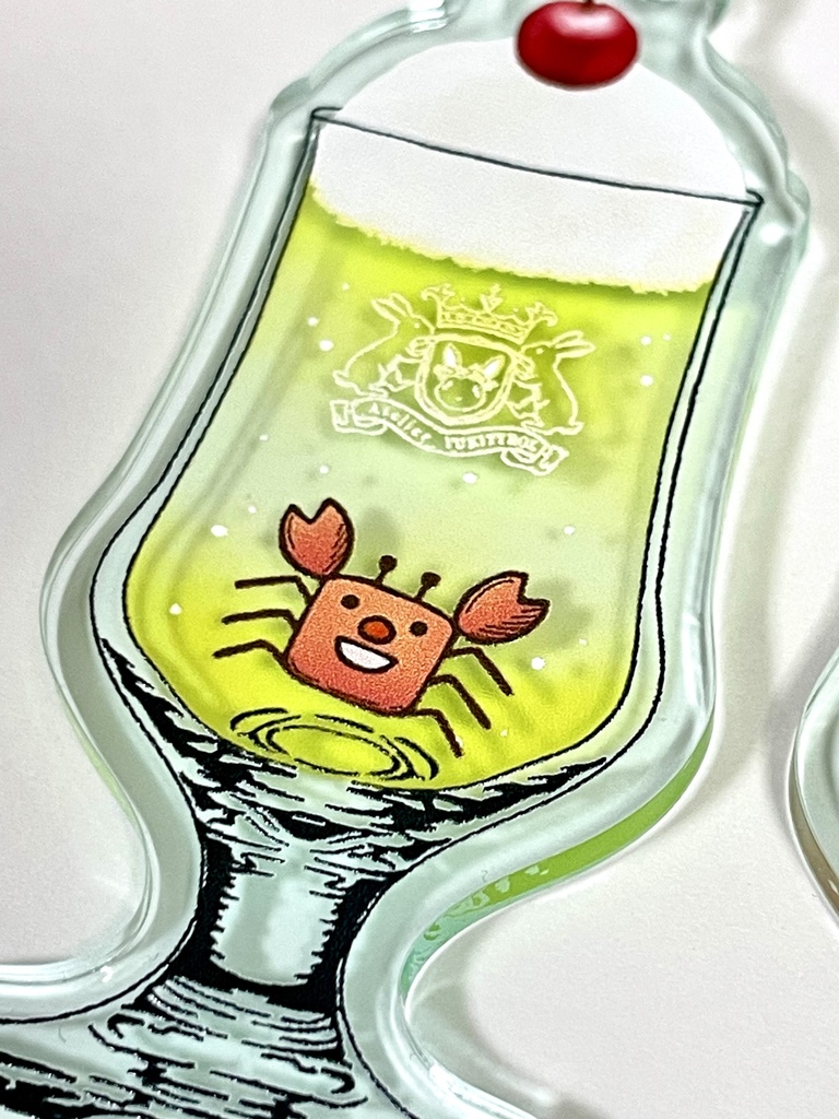 クリームソーダ ガラス風キーホルダー(カニさん)
