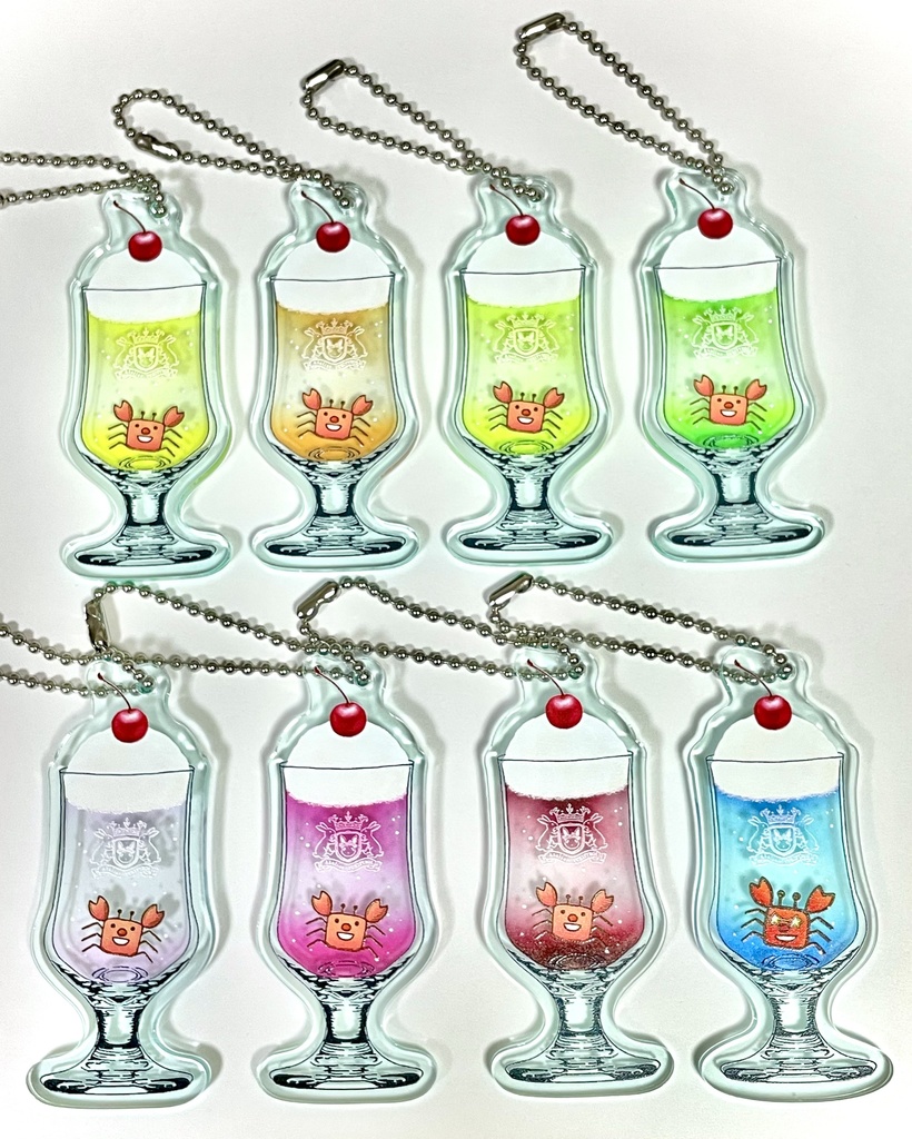 クリームソーダ ガラス風キーホルダー(カニさん)