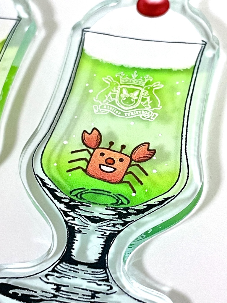 クリームソーダ ガラス風キーホルダー(カニさん)