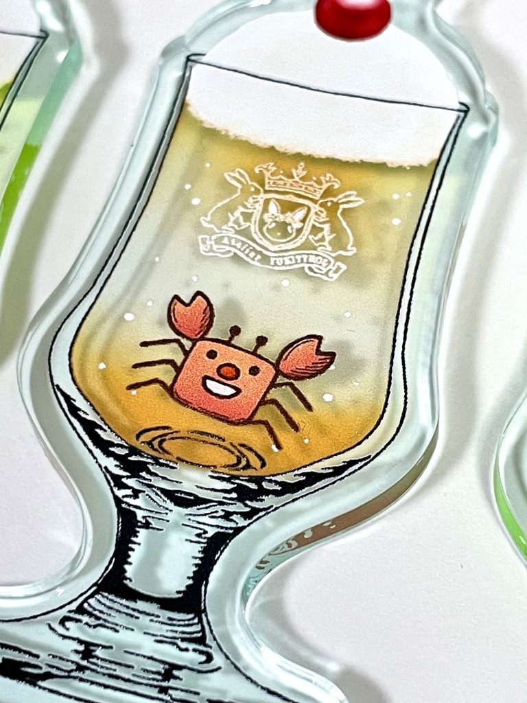 クリームソーダ ガラス風キーホルダー(カニさん)