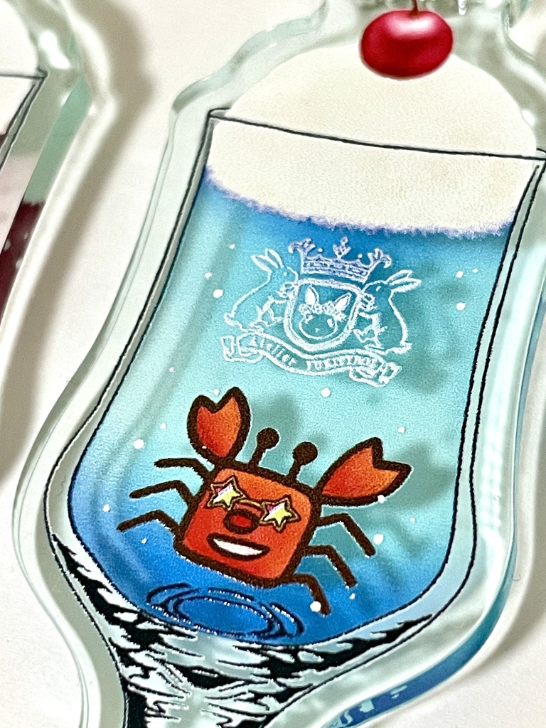 クリームソーダ ガラス風キーホルダー(カニさん)