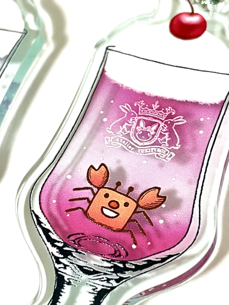 クリームソーダ ガラス風キーホルダー(カニさん)