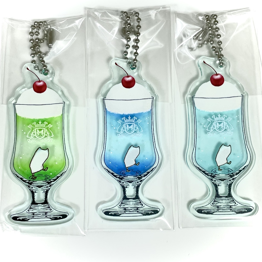 クリームソーダ ガラス風キーホルダー(おしまる)