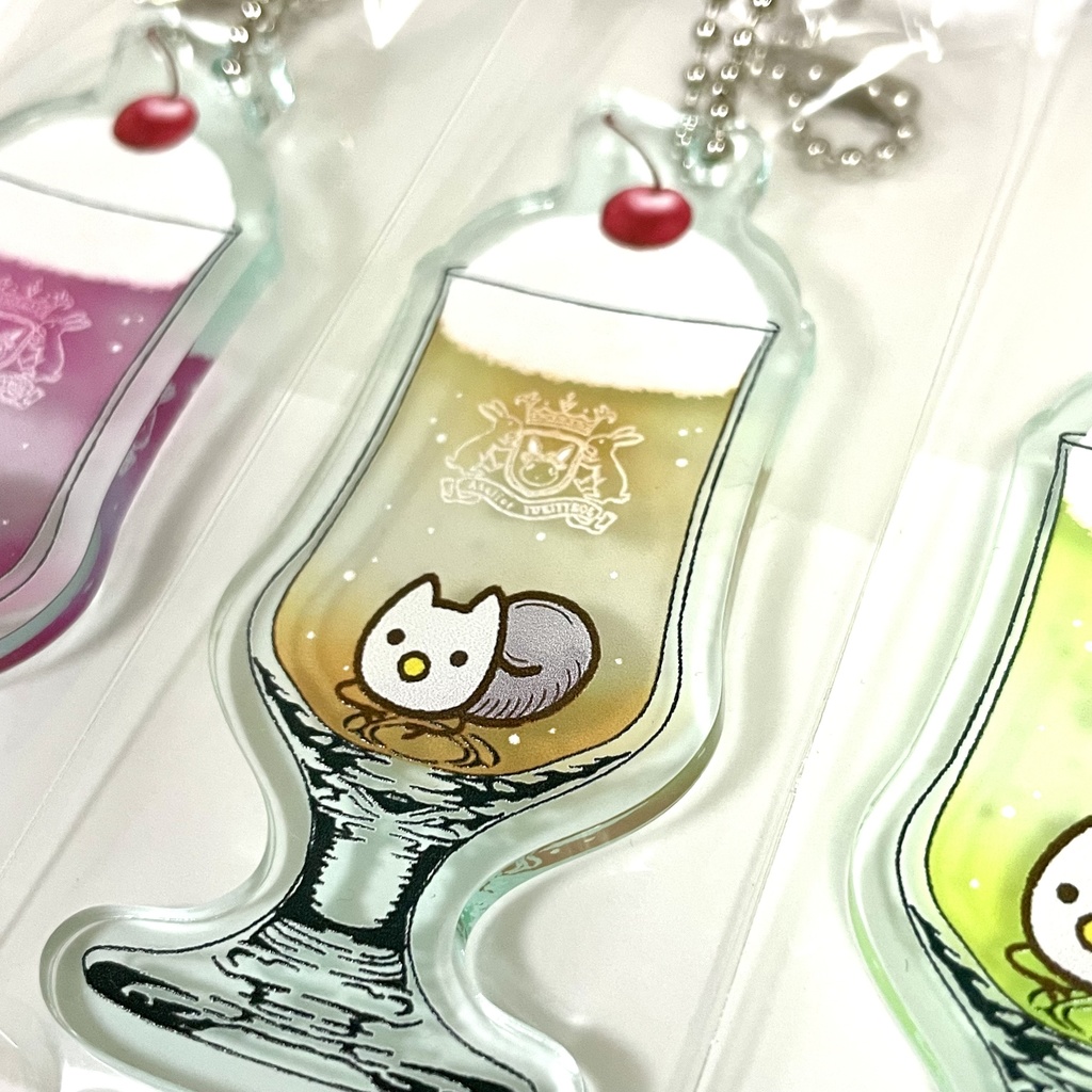 クリームソーダ ガラス風キーホルダー( \ねこ/ )